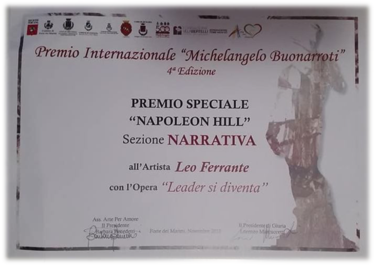 Premio Internazionale “Michelangelo Buonarroti” – 4^ edizione. Premio Speciale NAPOLEON HILL.