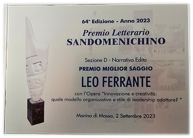 Premio Letterario Sandomenichino | 64^ edizione | Marina di Massa | Premio Miglior Saggio